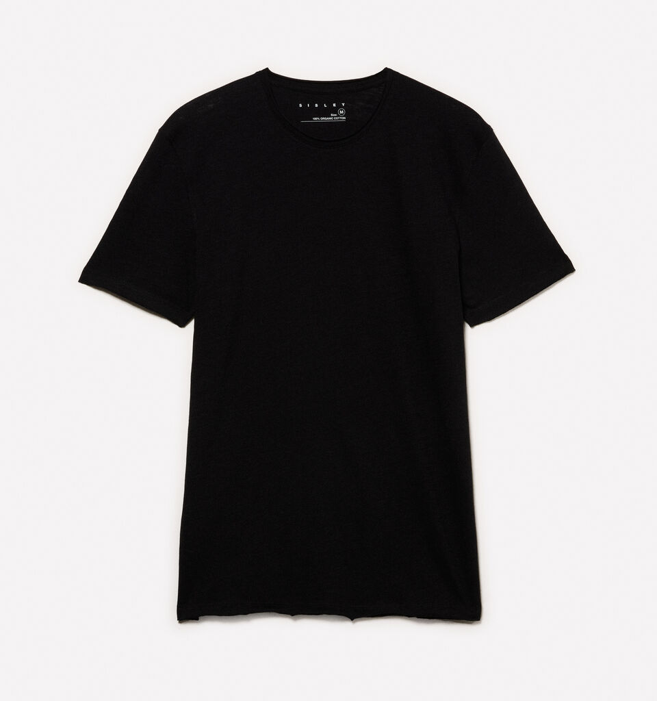 Black slim fit short sleeve t-shirt - men's short sleeve t-shirts - Black | Sisley image number 5